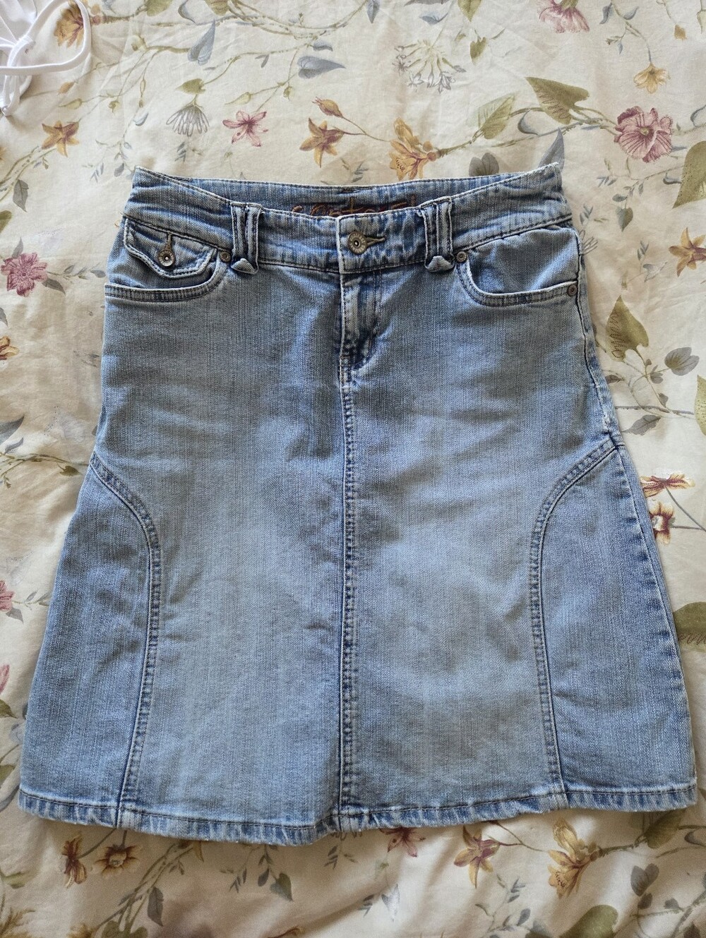 Light Blue Denim A-Line Skirt - Casual Everyday Style